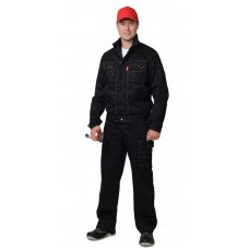 Костюм "ПЛУТОН": куртка, брюки чёрный со светло-серой отстрочкой